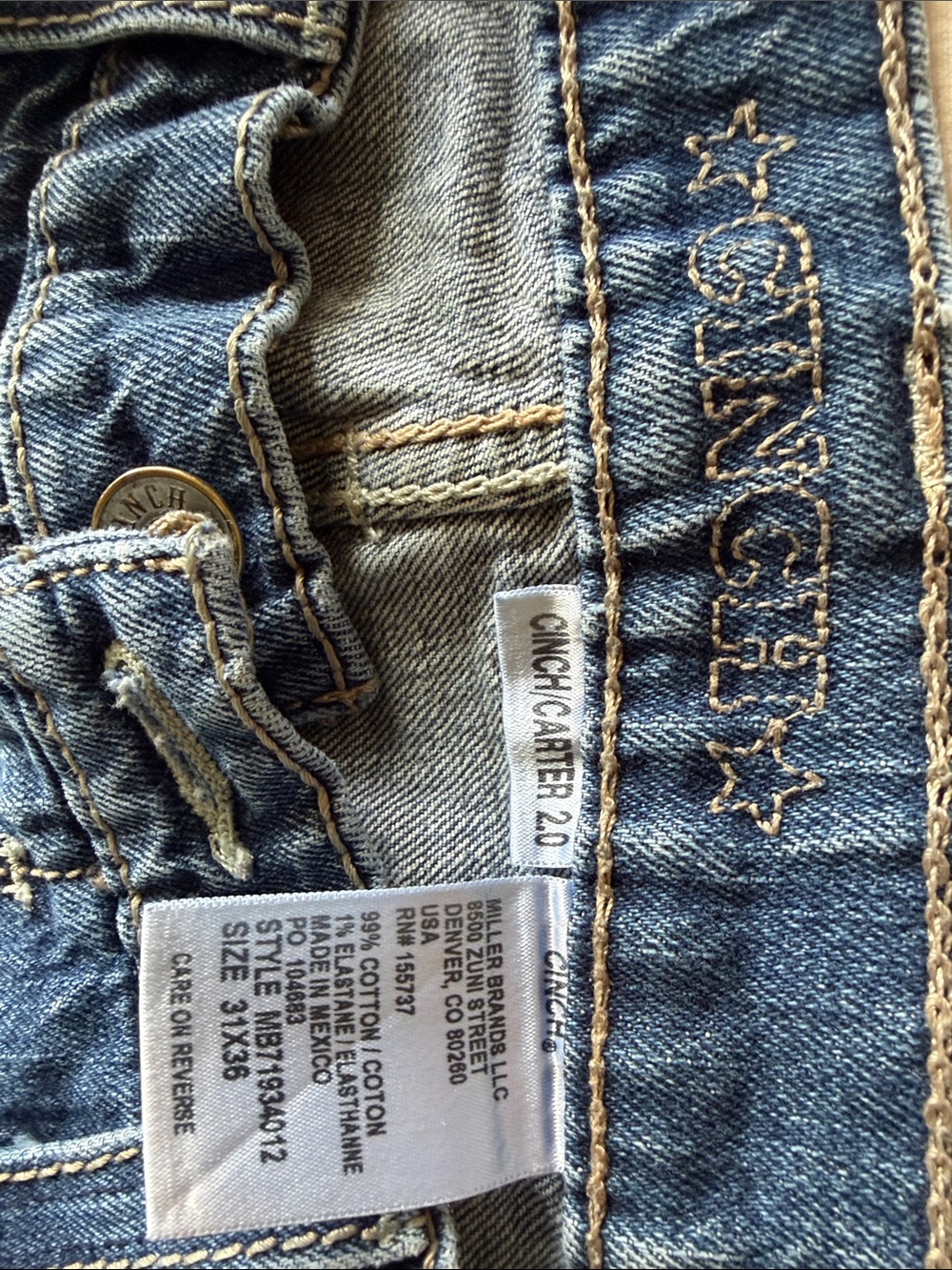Cinch Carter 2.0 Men’s Jeans 30 x 38